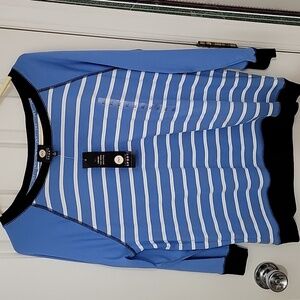 Jones New York Blue and White Striped Top